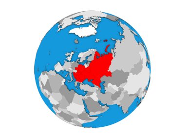 Doğu Avrupa Mavi siyasi 3d dünya üzerinde. 3d illüstrasyon izole beyaz arka plan üzerinde.