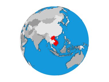 Indochina mavi siyasi 3d dünya üzerinde. 3d illüstrasyon izole beyaz arka plan üzerinde.