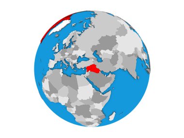 İslam devleti mavi siyasi 3d dünya üzerinde. 3d illüstrasyon izole beyaz arka plan üzerinde.
