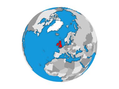 Britanya Adaları mavi siyasi 3d dünya üzerinde. 3d illüstrasyon izole beyaz arka plan üzerinde.