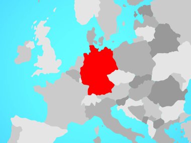 Almanya mavi siyasi dünya üzerinde. 3D çizim.