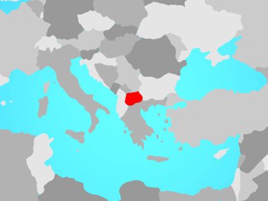 Makedonya mavi siyasi dünya üzerinde. 3D çizim.