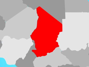 Chad mavi siyasi dünya üzerinde. 3D çizim.