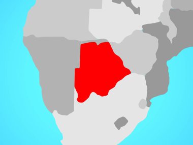 Botsvana mavi siyasi dünya üzerinde. 3D çizim.