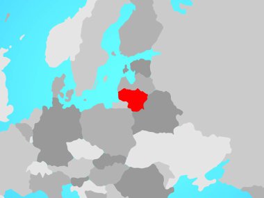 Litvanya mavi siyasi dünya üzerinde. 3D çizim.