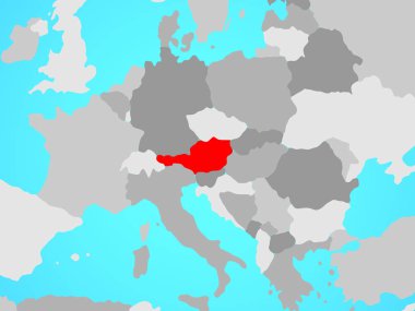 Avusturya mavi siyasi dünya üzerinde. 3D çizim.