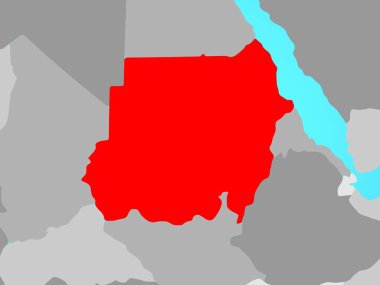 Sudan mavi siyasi dünya üzerinde. 3D çizim.