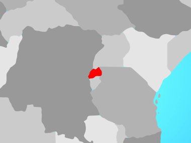 Ruanda mavi siyasi dünya üzerinde. 3D çizim.