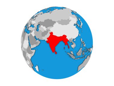 Bimstec üye devletler mavi siyasi 3d dünya üzerinde. 3d illüstrasyon izole beyaz arka plan üzerinde.