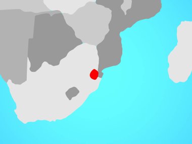 eswatini mavi siyasi dünya üzerinde. 3D çizim.