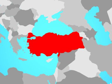 Türkiye mavi siyasi dünya üzerinde. 3D çizim.