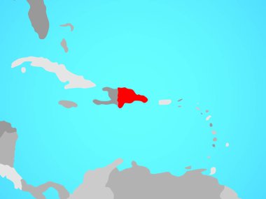 Dominik Cumhuriyeti mavi siyasi dünya üzerinde. 3D çizim.