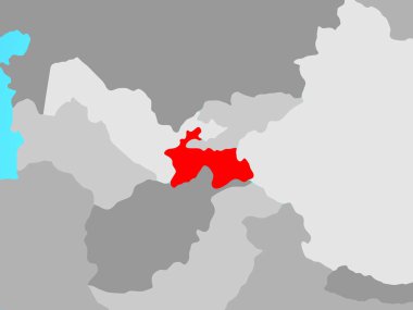 Tacikistan mavi siyasi dünya üzerinde. 3D çizim.