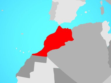 Fas mavi siyasi dünya üzerinde. 3D çizim.