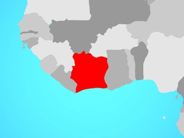 Fildişi Sahili mavi siyasi dünya üzerinde. 3D çizim.