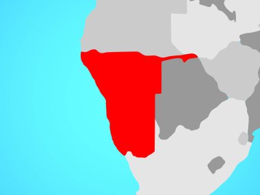 Namibya mavi siyasi dünya üzerinde. 3D çizim.