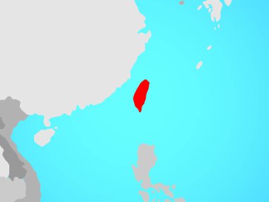 Tayvan mavi siyasi dünya üzerinde. 3D çizim.