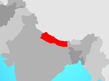 Nepal mavi siyasi dünya üzerinde. 3D çizim.