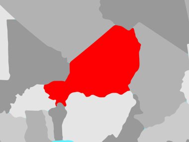 Nijer mavi siyasi dünya üzerinde. 3D çizim.