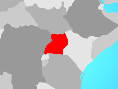 Uganda mavi siyasi dünya üzerinde. 3D çizim.