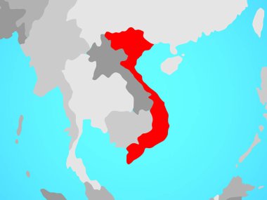 Vietnam mavi siyasi dünya üzerinde. 3D çizim.