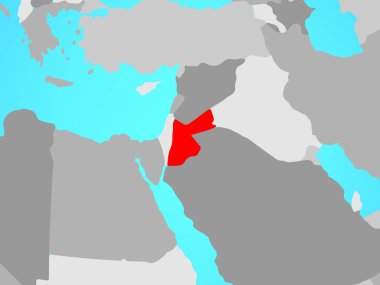 Jordan mavi siyasi dünya üzerinde. 3D çizim.