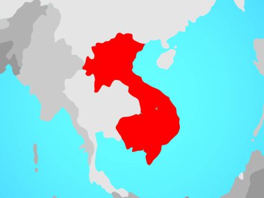 Indochina mavi siyasi dünya üzerinde. 3D çizim.