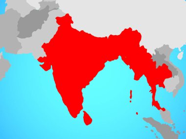 Bimstec üye devletler mavi siyasi dünya üzerinde. 3D çizim.