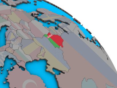Basit mavi siyasi 3d dünya üzerinde katıştırılmış ulusal bayrak ile Beyaz Rusya. 3D çizim.