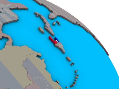 Basit mavi siyasi 3d dünya üzerinde katıştırılmış ulusal bayrak ile Haiti. 3D çizim.