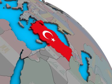 Katıştırılmış ulusal bayrak basit mavi siyasi 3d dünya üzerinde hindi. 3D çizim.