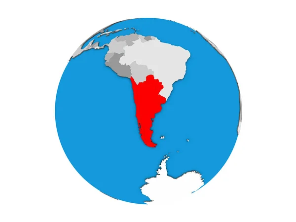 Sydamerikanska Blå Politiska Klot Illustration Isolerade Vit Bakgrund — Stockfoto