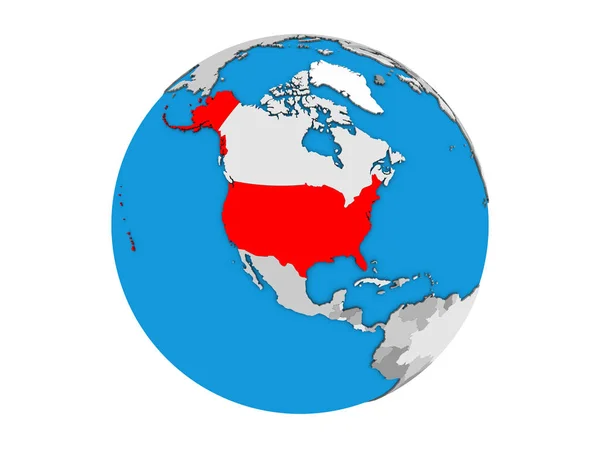 Egyesült Államok Kék Politikai Földgömb Illusztráció Elszigetelt Fehér Background — Stock Fotó