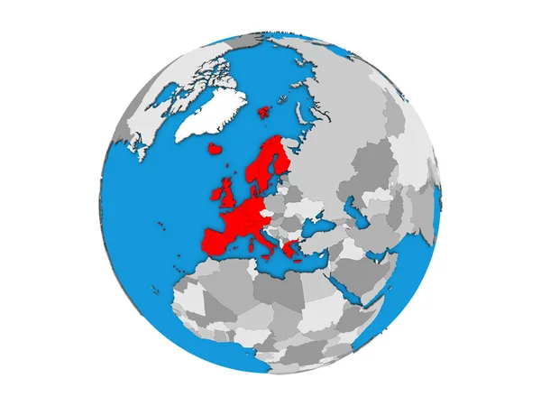 Batı Avrupa Mavi Siyasi Dünya Üzerinde Illüstrasyon Izole Beyaz Arka — Stok fotoğraf