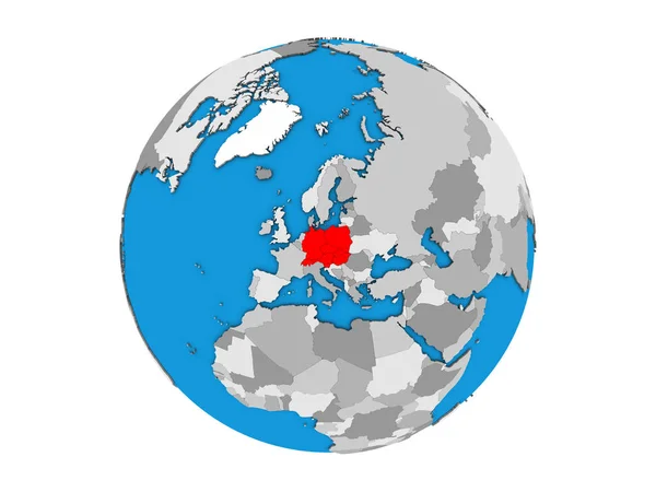 Europie Środkowej Niebieski Globus Polityczny Ilustracja Białym Tle — Zdjęcie stockowe