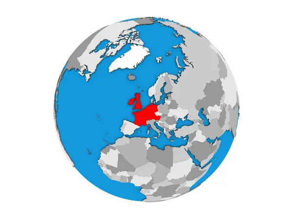 Europy Zachodniej Niebieski Globus Polityczny Ilustracja Białym Tle — Zdjęcie stockowe