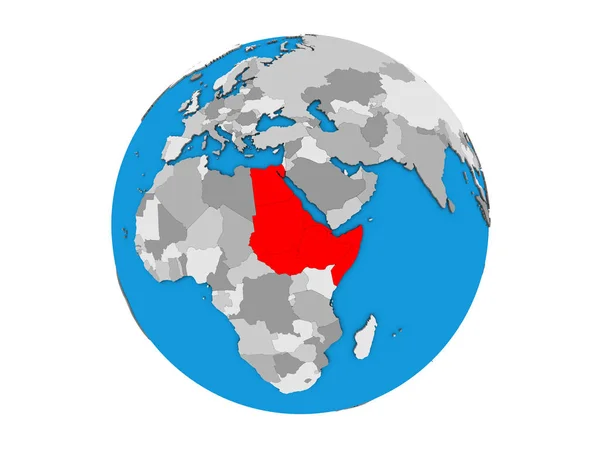 Noordoost Afrika Blauwe Politieke Globe Illustratie Geïsoleerd Witte Achtergrond — Stockfoto