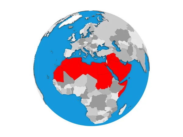 Lega Araba Sul Globo Blu Politico Illustrazione Isolata Sfondo Bianco — Foto Stock