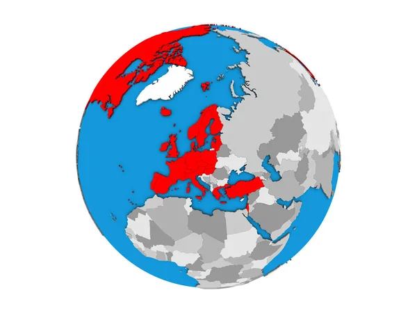 Ocse Membri Europei Sul Globo Blu Politico Illustrazione Isolata Sfondo — Foto Stock