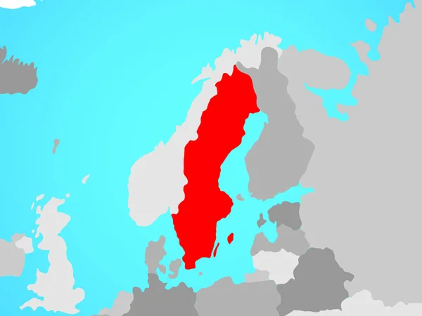 Švédsko Modré Politické Globe Obrázek — Stock fotografie