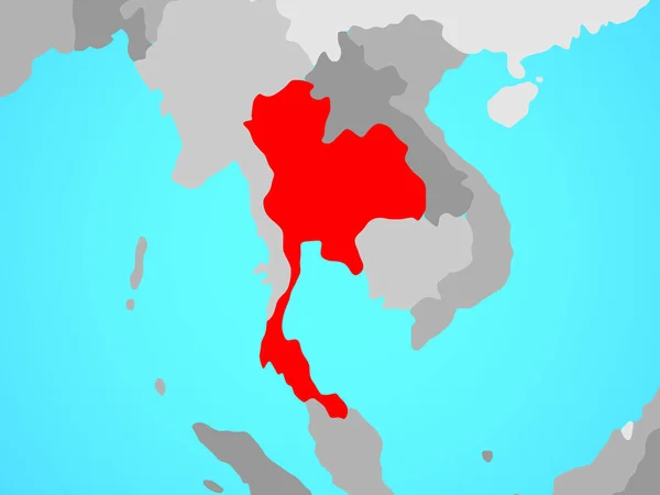 Thailand on blue political globe. 3D illustration.