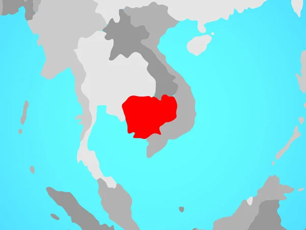 Cambodja Blauwe Politieke Wereldbol Illustratie — Stockfoto