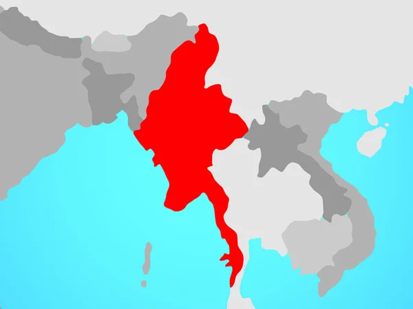 Myanmar Auf Blauem Politischen Globus Illustration — Stockfoto