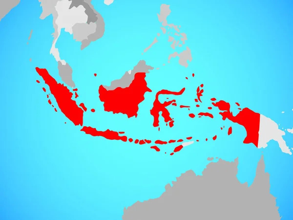 Indonezja Niebieski Globus Polityczny Ilustracja — Zdjęcie stockowe