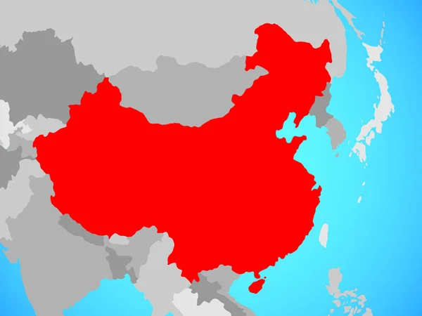 China Blauwe Politieke Wereldbol Illustratie — Stockfoto
