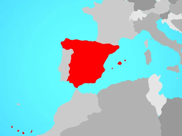 Hiszpania Niebieski Globus Polityczny Ilustracja — Zdjęcie stockowe