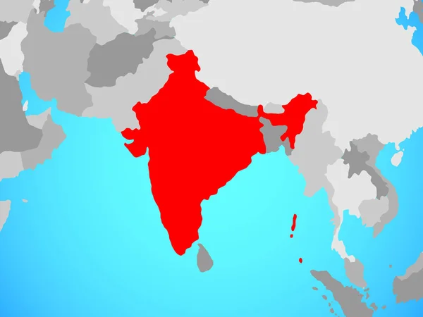 Hindistan Mavi Siyasi Dünya Üzerinde Çizim — Stok fotoğraf
