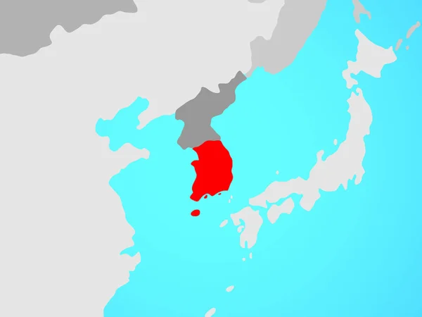 Dél Korea Kék Politikai Földgömb Illusztráció — Stock Fotó
