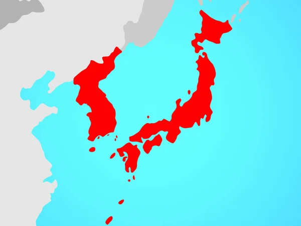 Японія Корея Синій Політичних Земної Кулі Ілюстрація — стокове фото
