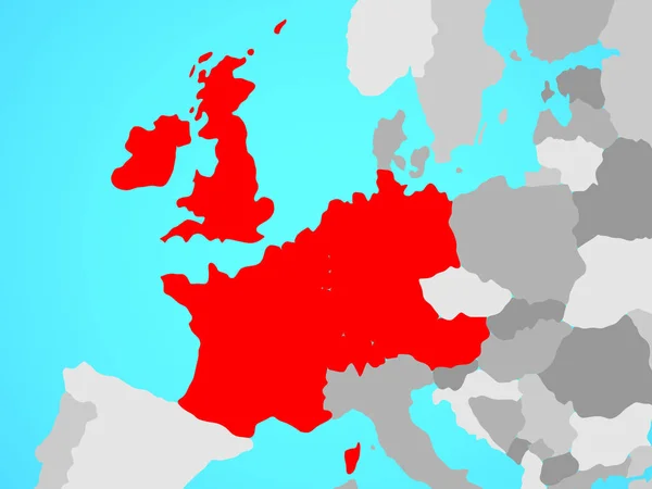 Západní Evropa Modré Politické Globe Obrázek — Stock fotografie